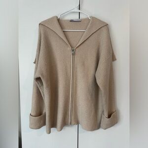Zara Women's Tan Ribbed Cardigan